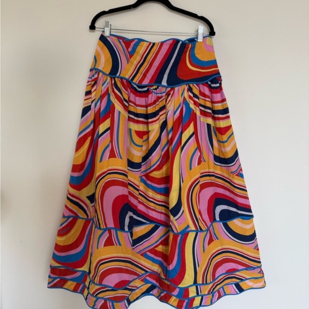 Farm Rio Colorwaves midi skirt